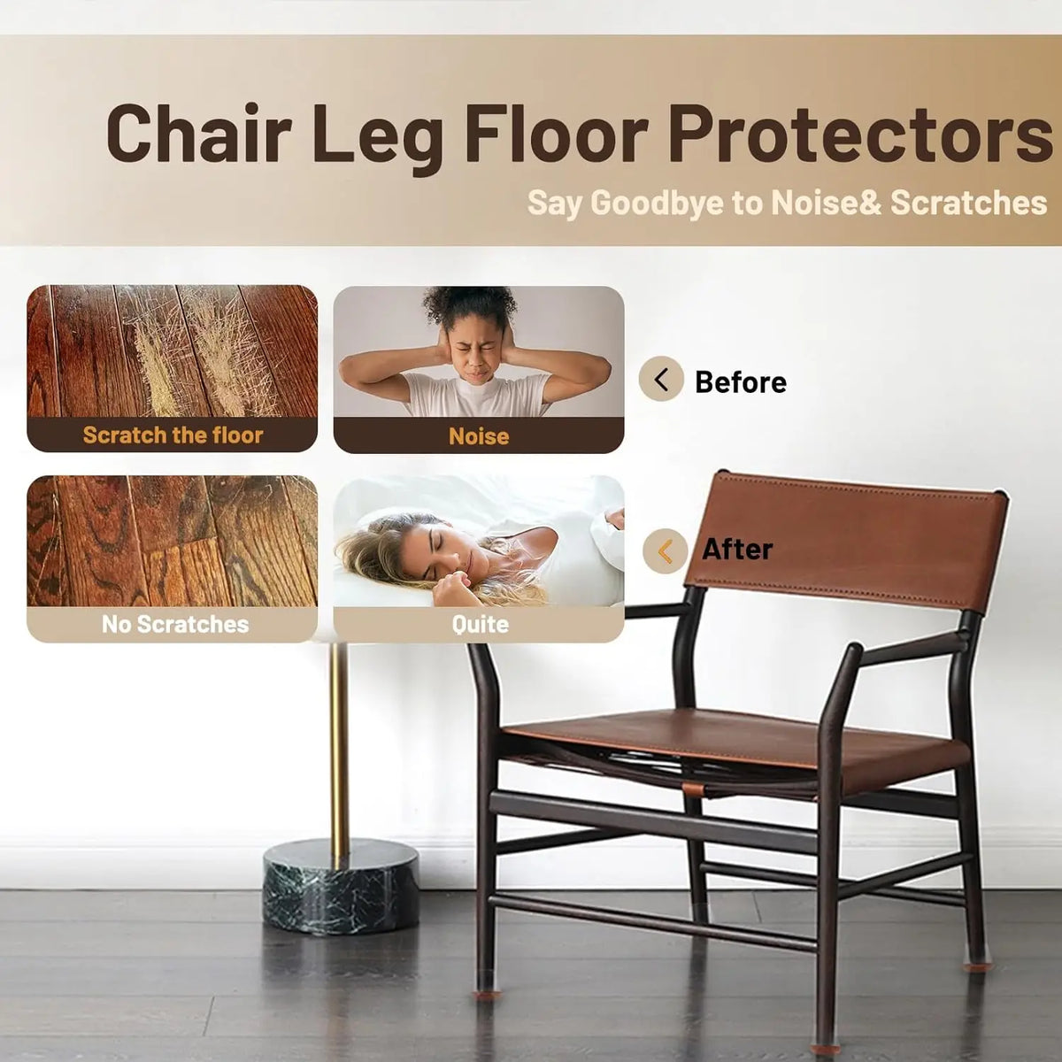 Silicone Chair Leg Covers with Felt Base – Pack of 24